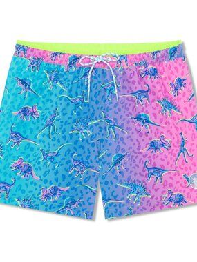 Chubbies "The Dino Delights" Classic Swim Trunks Neon Print - size S - 5.5" insm